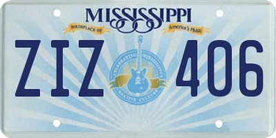MS license plate ZIZ406
