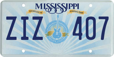 MS license plate ZIZ407