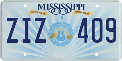 MS license plate ZIZ409