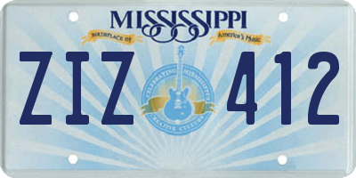 MS license plate ZIZ412