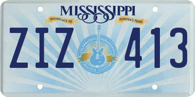 MS license plate ZIZ413