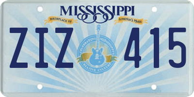 MS license plate ZIZ415