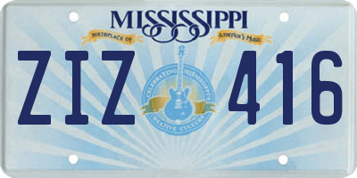 MS license plate ZIZ416