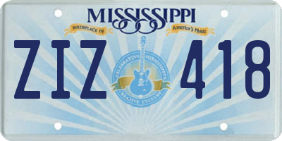 MS license plate ZIZ418