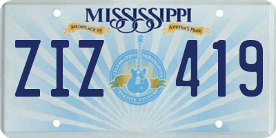 MS license plate ZIZ419