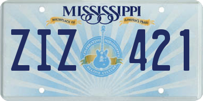 MS license plate ZIZ421