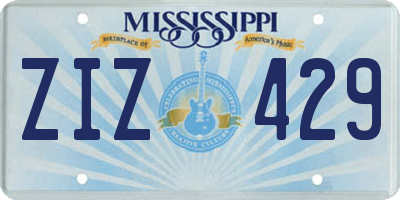 MS license plate ZIZ429