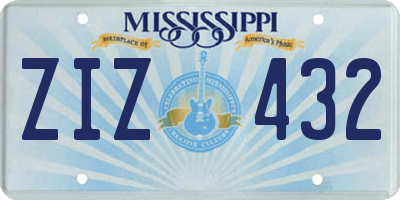 MS license plate ZIZ432