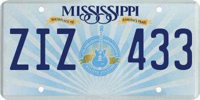 MS license plate ZIZ433