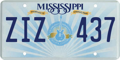 MS license plate ZIZ437