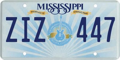MS license plate ZIZ447