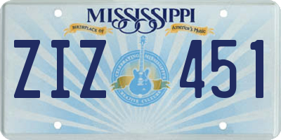 MS license plate ZIZ451
