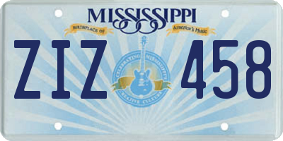 MS license plate ZIZ458