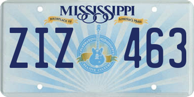 MS license plate ZIZ463