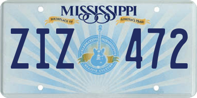 MS license plate ZIZ472