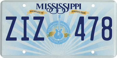 MS license plate ZIZ478