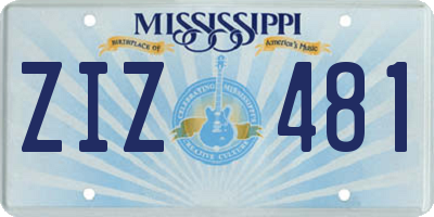 MS license plate ZIZ481