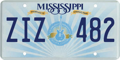 MS license plate ZIZ482