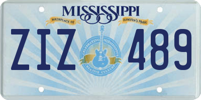 MS license plate ZIZ489