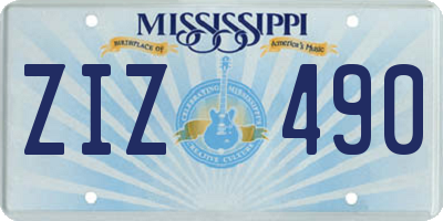 MS license plate ZIZ490