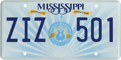 MS license plate ZIZ501