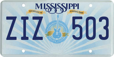 MS license plate ZIZ503