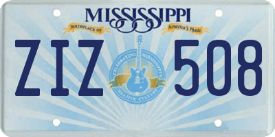 MS license plate ZIZ508