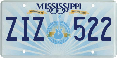 MS license plate ZIZ522