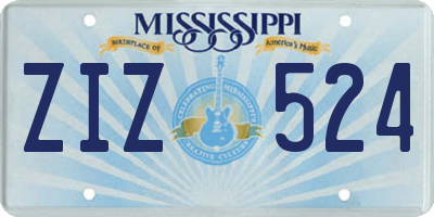 MS license plate ZIZ524