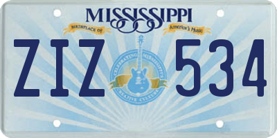 MS license plate ZIZ534