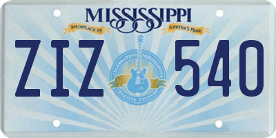 MS license plate ZIZ540