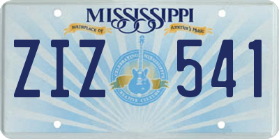 MS license plate ZIZ541