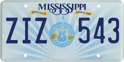 MS license plate ZIZ543