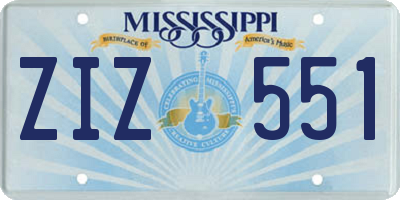 MS license plate ZIZ551