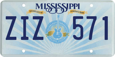 MS license plate ZIZ571