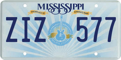 MS license plate ZIZ577