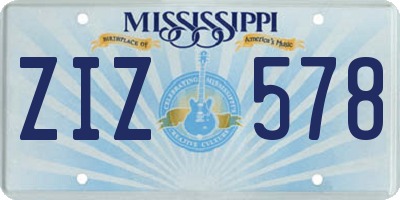 MS license plate ZIZ578