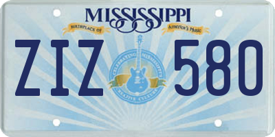 MS license plate ZIZ580