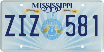 MS license plate ZIZ581