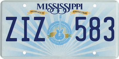 MS license plate ZIZ583