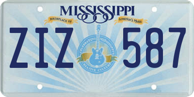 MS license plate ZIZ587