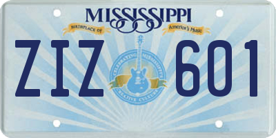 MS license plate ZIZ601