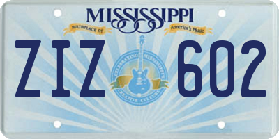 MS license plate ZIZ602