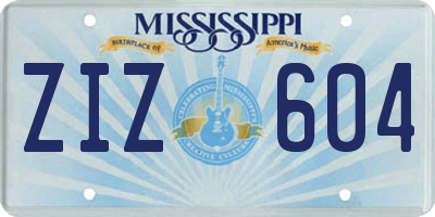 MS license plate ZIZ604