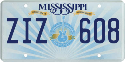 MS license plate ZIZ608