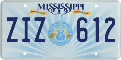 MS license plate ZIZ612