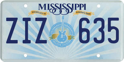 MS license plate ZIZ635