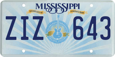 MS license plate ZIZ643