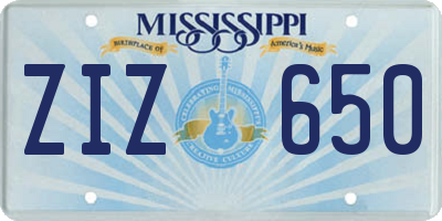 MS license plate ZIZ650
