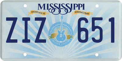 MS license plate ZIZ651